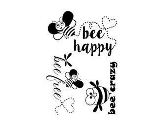 Stempelset Bienen Happy 3-teilig transparent