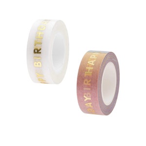Klebeband Happy Birthday – Deko-Tape in 2 Farbvarianten 10 m x 15mm , goldener Schriftzug | 0.45EUR/m