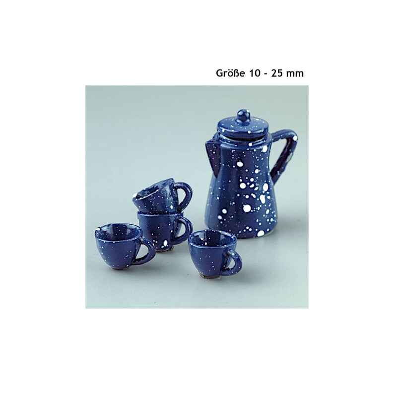 Miniatur Teeservice 5-teilig blau-weiß Zubehör Miniwelten Bild 2
