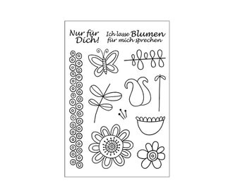 Stempel-Set Blumen 12-teilig