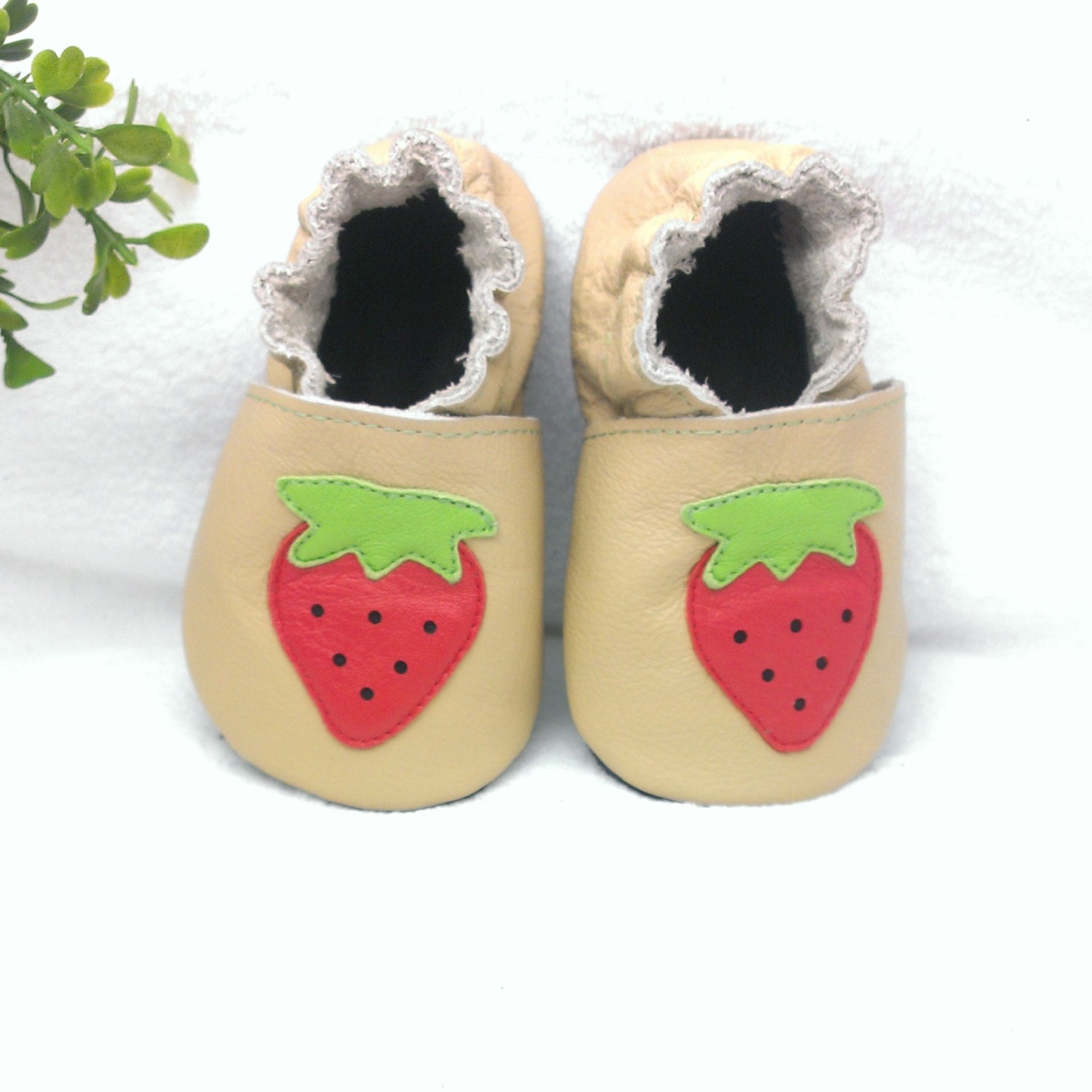 Strawberry soft sole leather baby shoes leather baby shoes Etsy