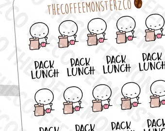 Pack Lunch Emotis | Hand Drawn Planner Stickers and Bullet Journal Emoti Stickers E269