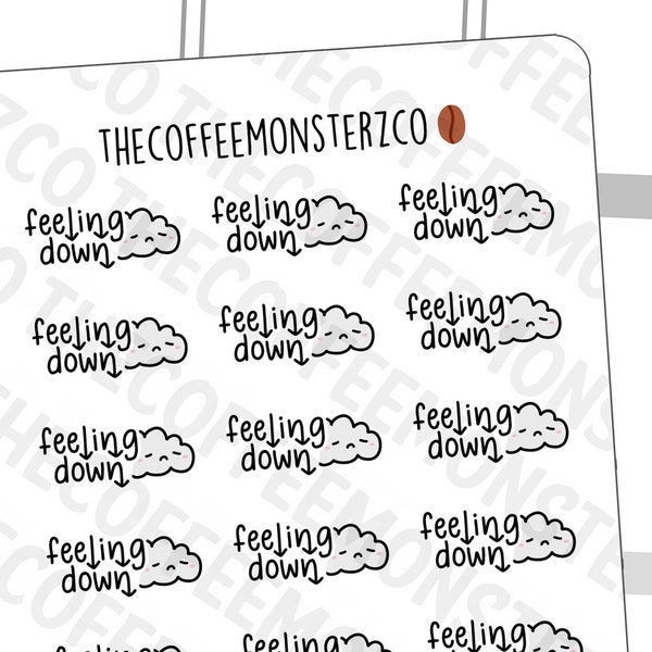 Feeling Down Doodles | Hand Drawn Planner Stickers and Bullet Journal Doodle Stickers E742