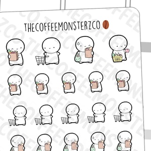 Grocery Emotis | Hand Drawn Planner Stickers and Bullet Journal Emoti Stickers E639