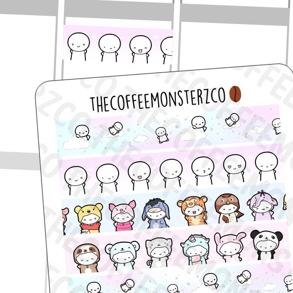 Non-presale Washi Strip Stickers | Hand Drawn Planner Stickers and Bullet Journal Emoti Stickers E407