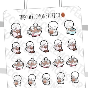 Hot Chocolate Emotis | Hand Drawn Planner Stickers and Bullet Journal Emoti Stickers E864