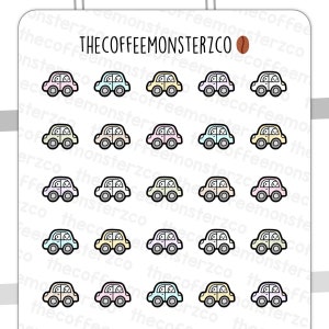 Car Doodle Icon Hand Drawn Planner Stickers and Bullet Journal Emoti ...