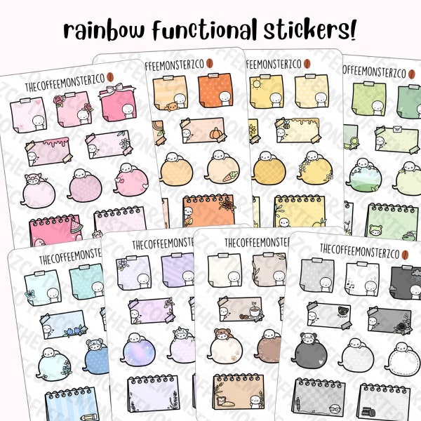 Rainbow Functional Doodles | Hand Drawn Planner Stickers and Bullet Journal Emoti Stickers E915