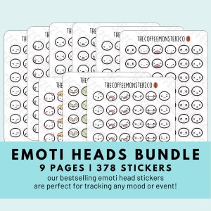 Emoti Heads Buy All Bundle | Hand Drawn Planner Stickers and Bullet Journal Emoti Stickers