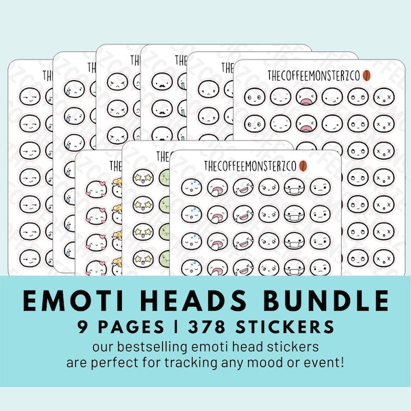 Emoti Heads Buy All Bundle | Hand Drawn Planner Stickers and Bullet Journal Emoti Stickers