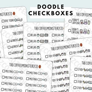 Doodle Checkboxen Planer Aufkleber | Handgezeichnete Planner Sticker und Bullet Journal Emoti Sticker E800 - E806