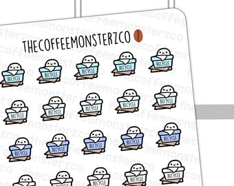 Recycling Emoti Icons | Hand Drawn Planner Stickers and Bullet Journal Emoti Stickers, E1047