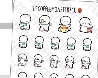 Tea Lovers Emotis | Hand Drawn Planner Stickers and Bullet Journal Emoti Stickers E050