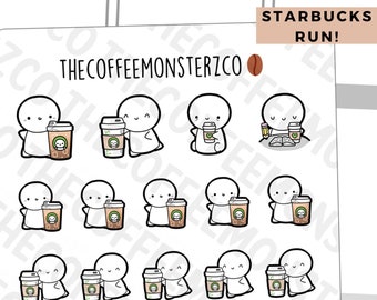 Starbucks Emotis | Hand Drawn Planner Stickers and Bullet Journal Emoti Stickers E085