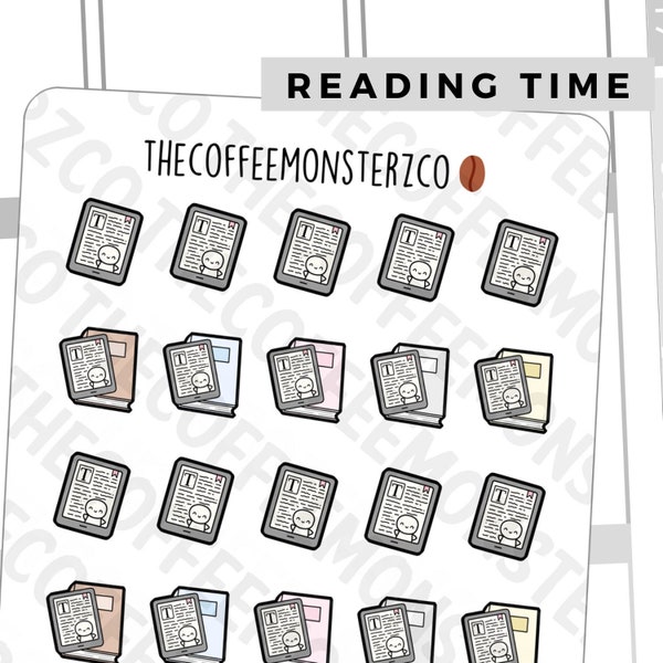 eReader Emotis | Hand Drawn Planner Stickers and Bullet Journal Emoti Stickers E834