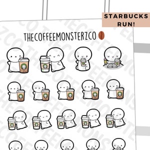 Starbucks Emotis | Hand Drawn Planner Stickers and Bullet Journal Emoti Stickers E085