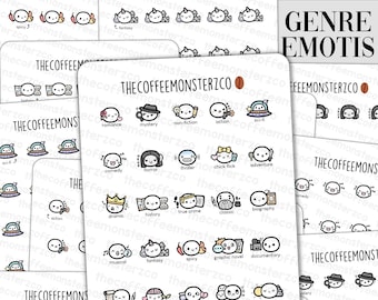 Genre Emotis | Hand Drawn Planner Stickers and Bullet Journal Emoti Stickers