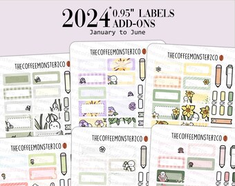 2024 Coordinating Add-ons - Medium Labels (0.95") - Part 1 | Hand Drawn Emoti Planner Stickers Kit, CA24-E