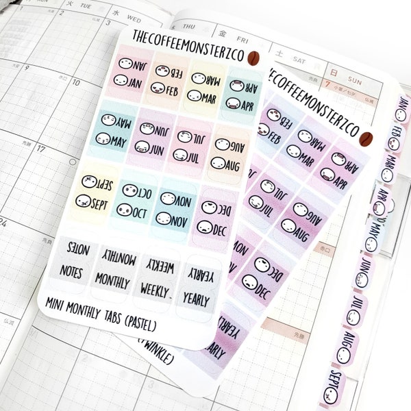 Mini Hobonichi Tab Stickers | Emoti tab sticker for hobonichi weeks or any planner!