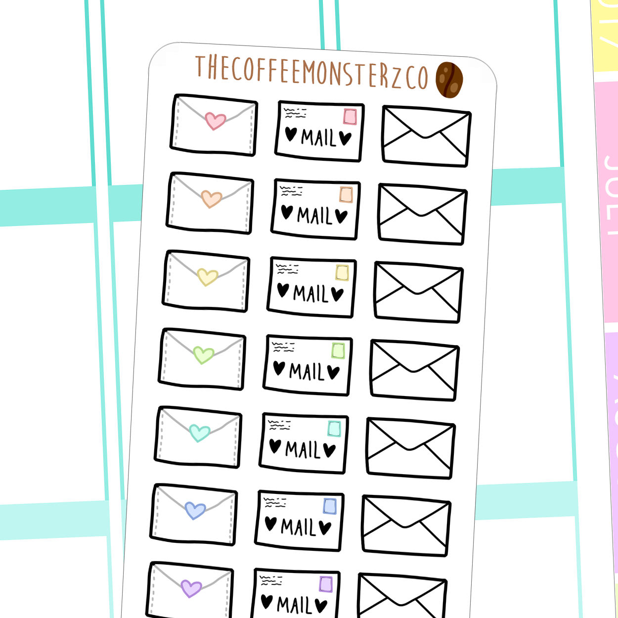 Happy Mail Stickers hand drawn planner stickers | Etsy