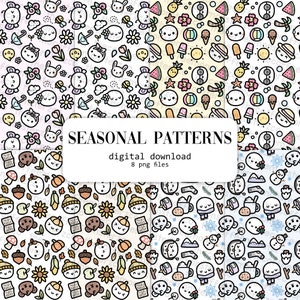 Seasons Paper Patterns (Digital File) | Digital Printable Planner & Scrapbook Paper Pattern