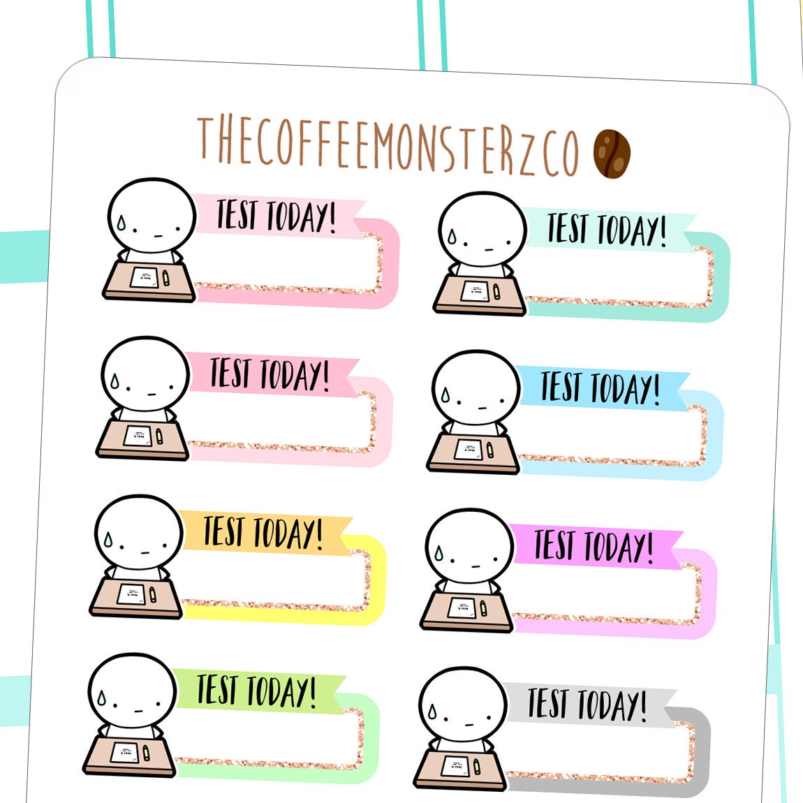 Test Day Emoti Labels | Hand Drawn Planner Stickers and Bullet Journa…
