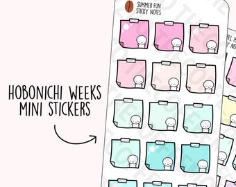 Hobonichi Weeks Mini Sticky Notes | Hand Drawn Planner Stickers and Bullet Journal Emoti Stickers