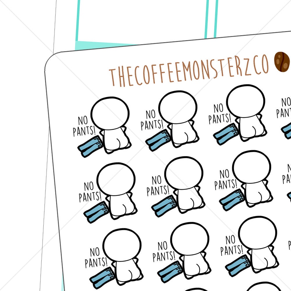 No Pants Day Emotis - hand drawn emoti stickers for your planner! E232