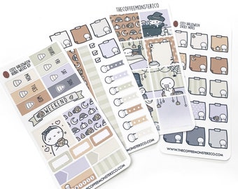 Cozy Halloween Hobonichi Weeks Kit - emoti planner sticker kit