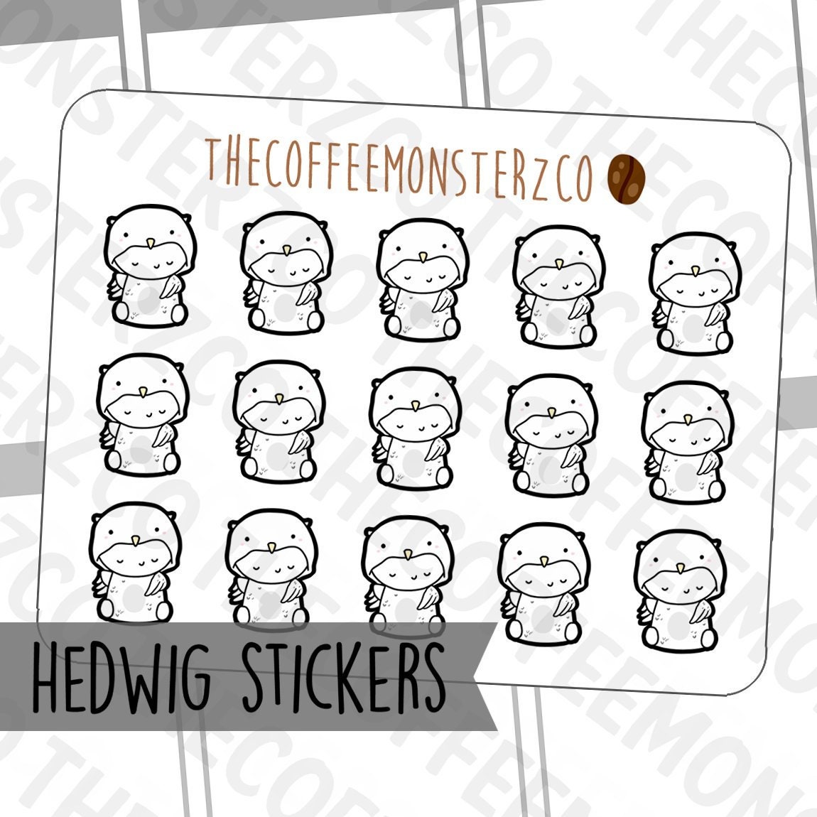 Hedwig Onesie Emotis Mini Sticker Sheet | Hand Drawn Planner Stickers…