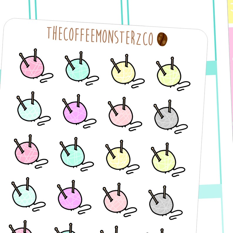 Knitting Doodles Hand Drawn Planner Stickers C014 Etsy