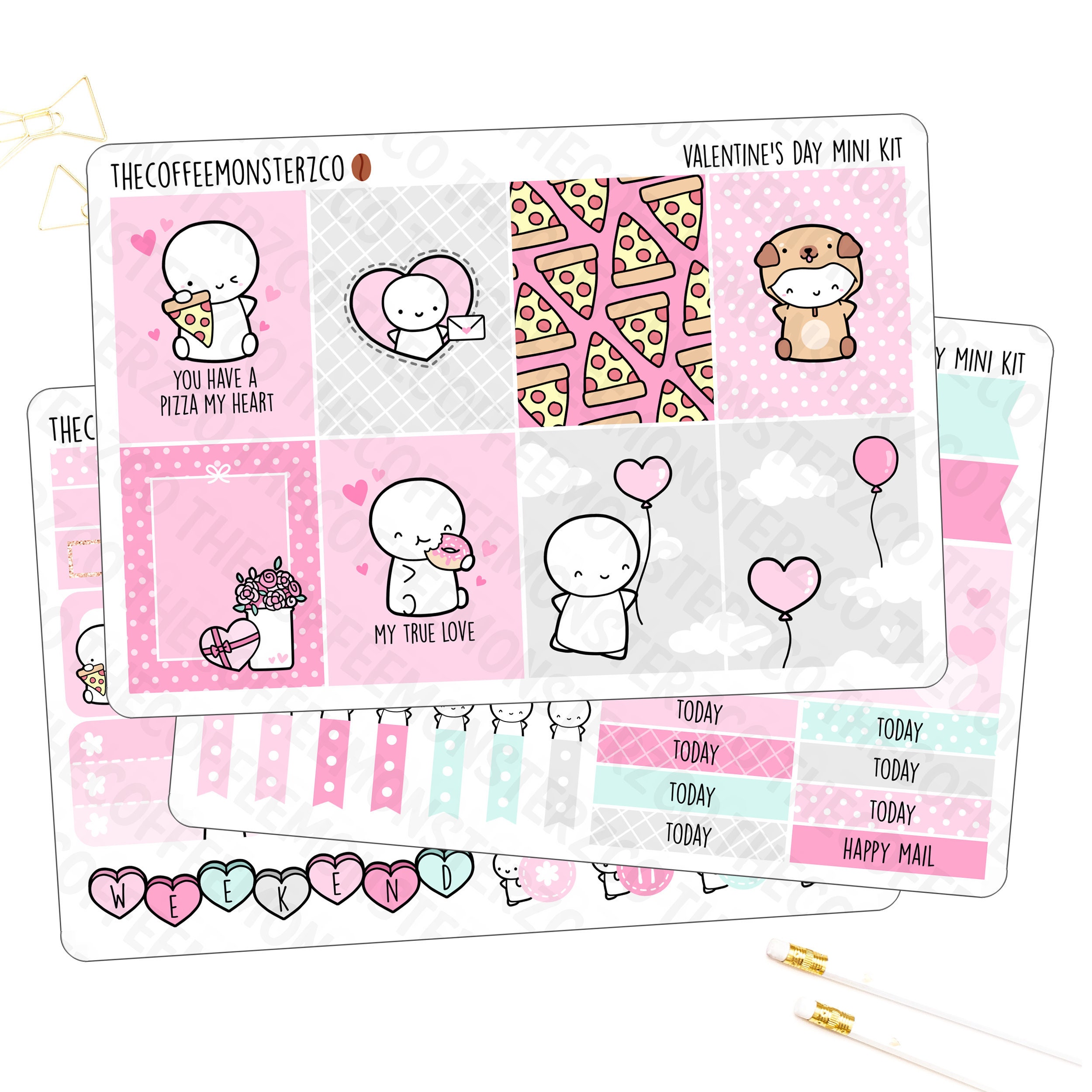 Valentine's Day Emoti Mini Kit | Hand Drawn Emoti Planner Sticker…