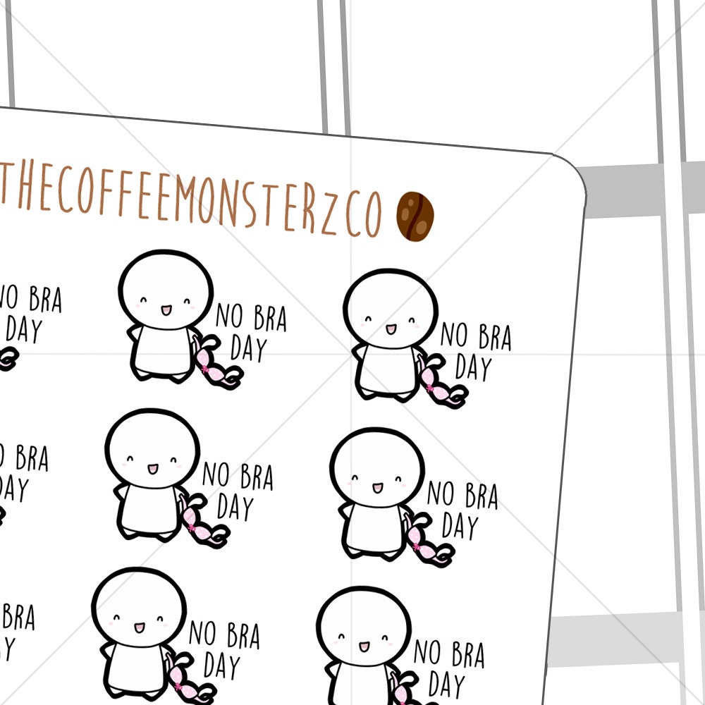 No Bra Day Emotis - hand drawn emoti stickers for your planner! E231