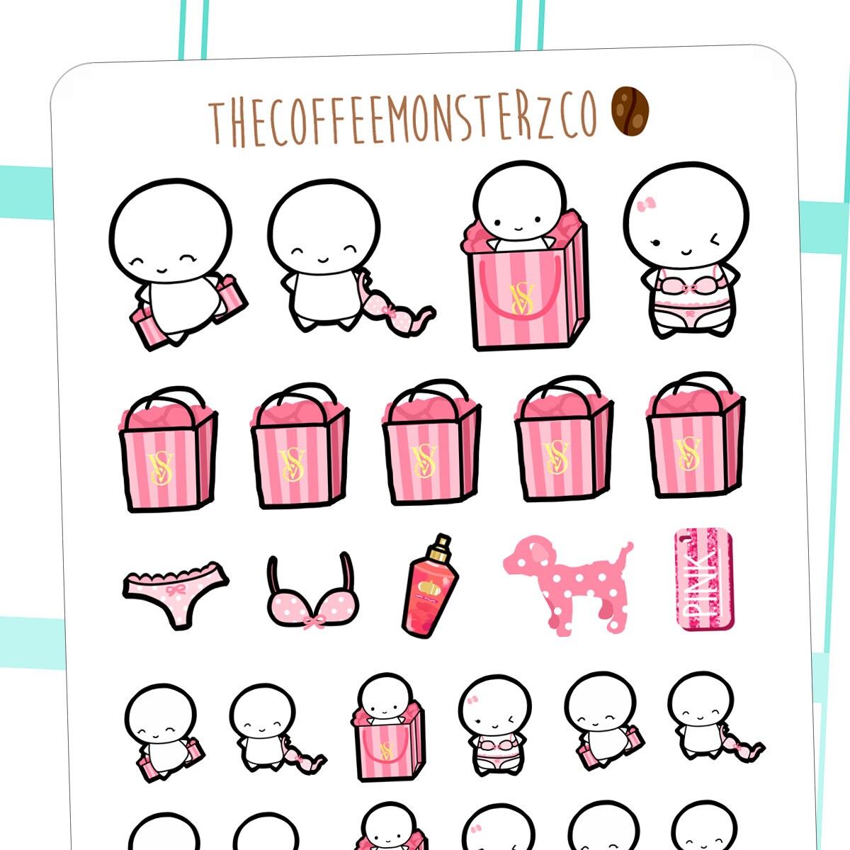 Victoria Secret Emotis - | Hand Drawn Planner Stickers and Bullet Jou…