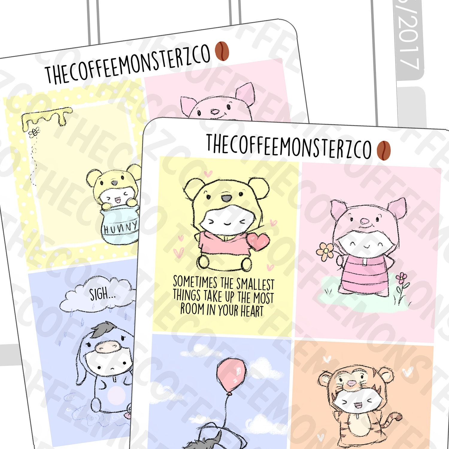Winnie & Friends Fullboxes | Hand Drawn Planner Stickers, 1.5" W…