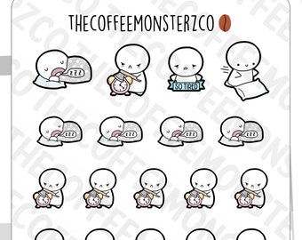 So Tired Emotis | Hand Drawn Planner Stickers and Bullet Journal Emoti Stickers E191