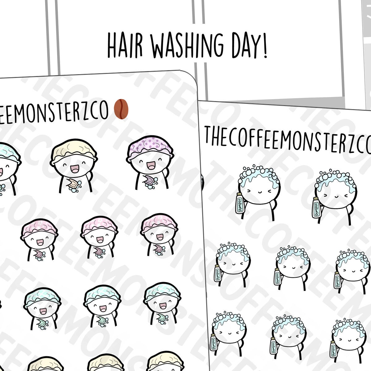 Hair Washing Emotis | Hand Drawn Planner Stickers and Bullet Journal …
