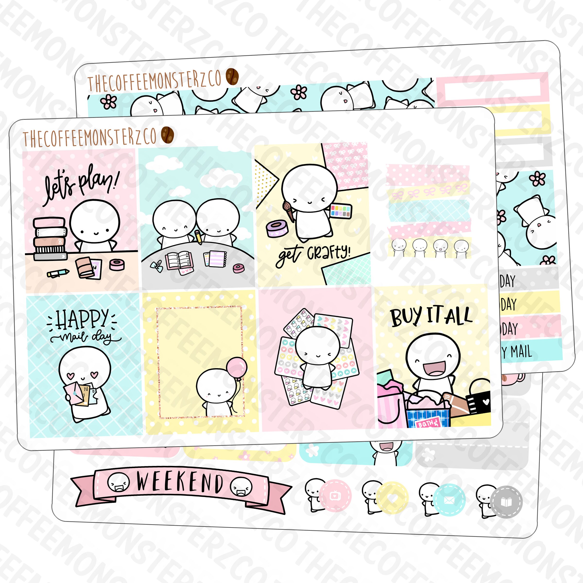 Emoti Mini Kit | Hand Drawn Emoti Planner Sticker Kit, 1.5" Wide…