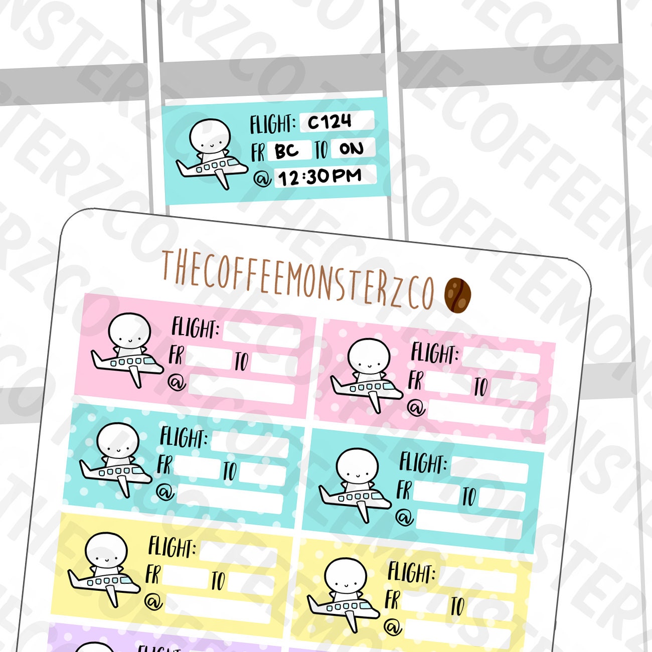 Emoti Flight Tracker | Hand Drawn Planner Stickers and Bullet Journal…