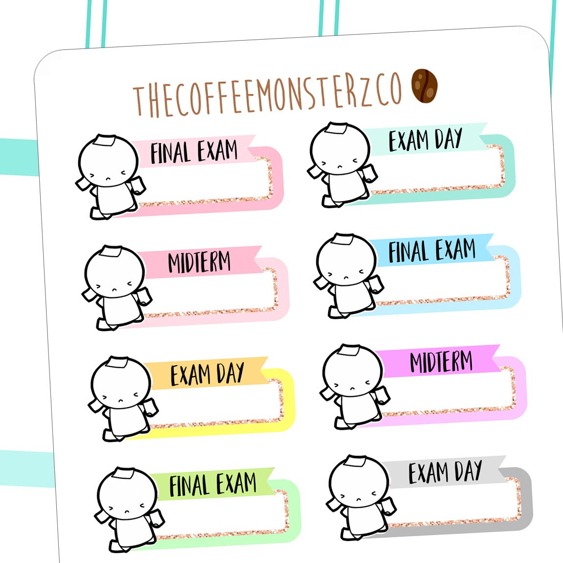 Exam Emoti Labels | Hand Drawn Planner Stickers and Bullet Journal Em…