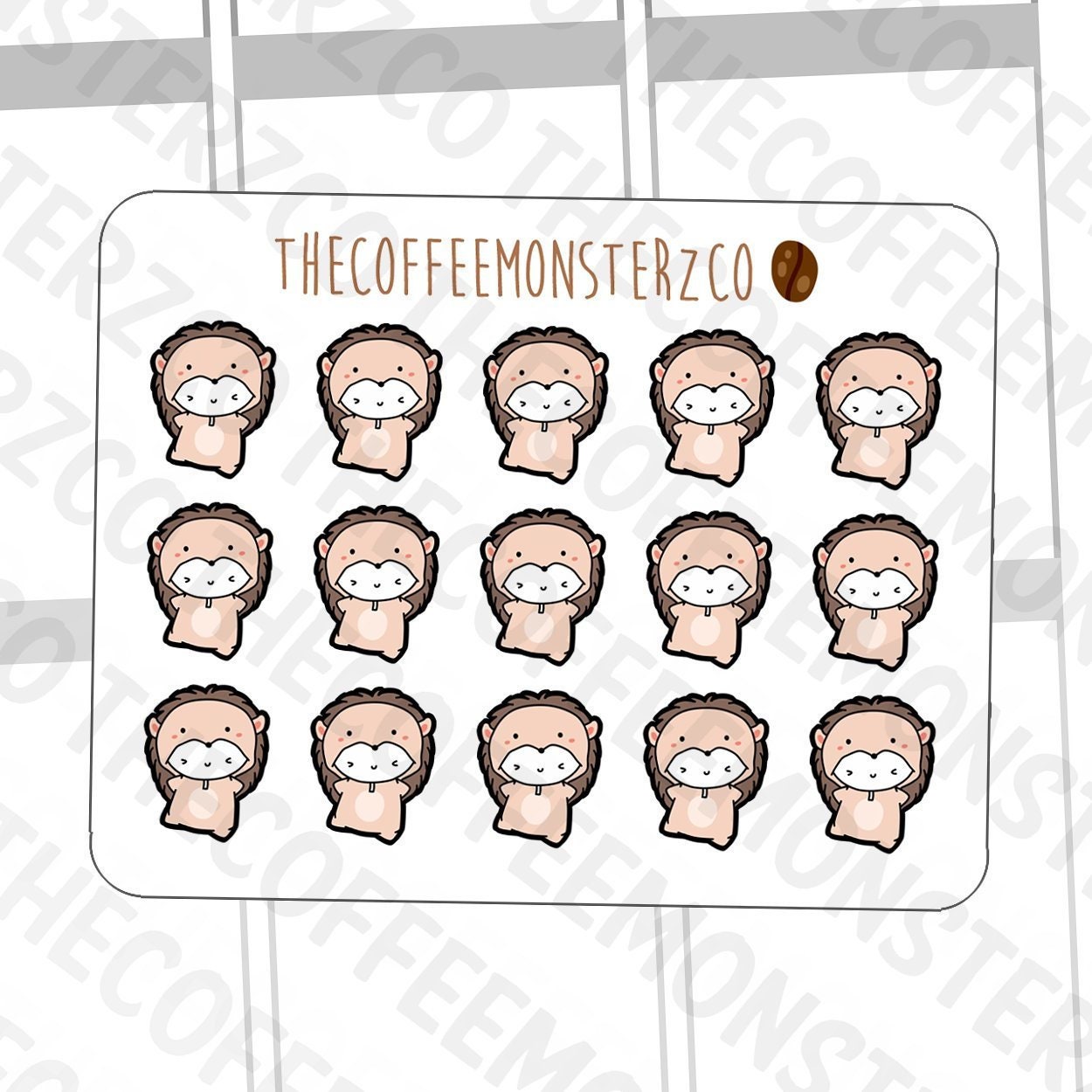 Hedgehog Onesie Emotis Mini Sticker Sheet | Hand Drawn Planner Sticke…