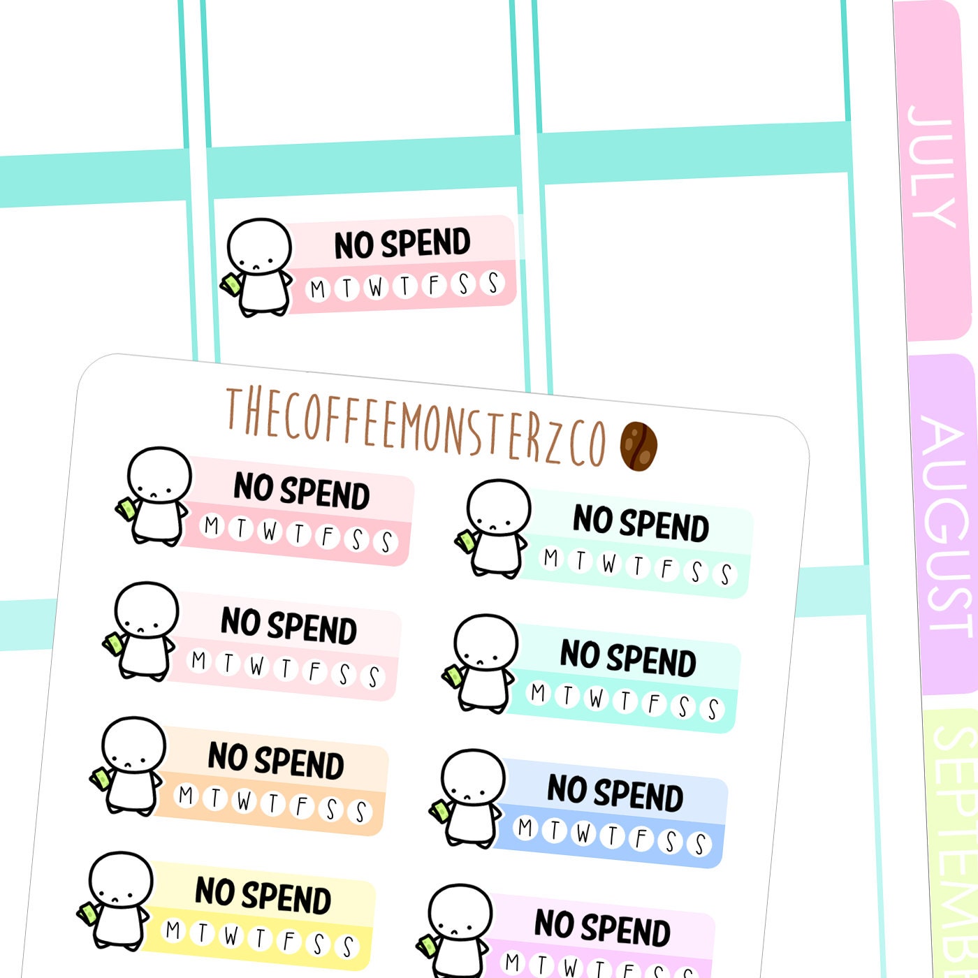 No Spend Habit Trackers| Hand Drawn Planner Stickers and Bullet Journ…