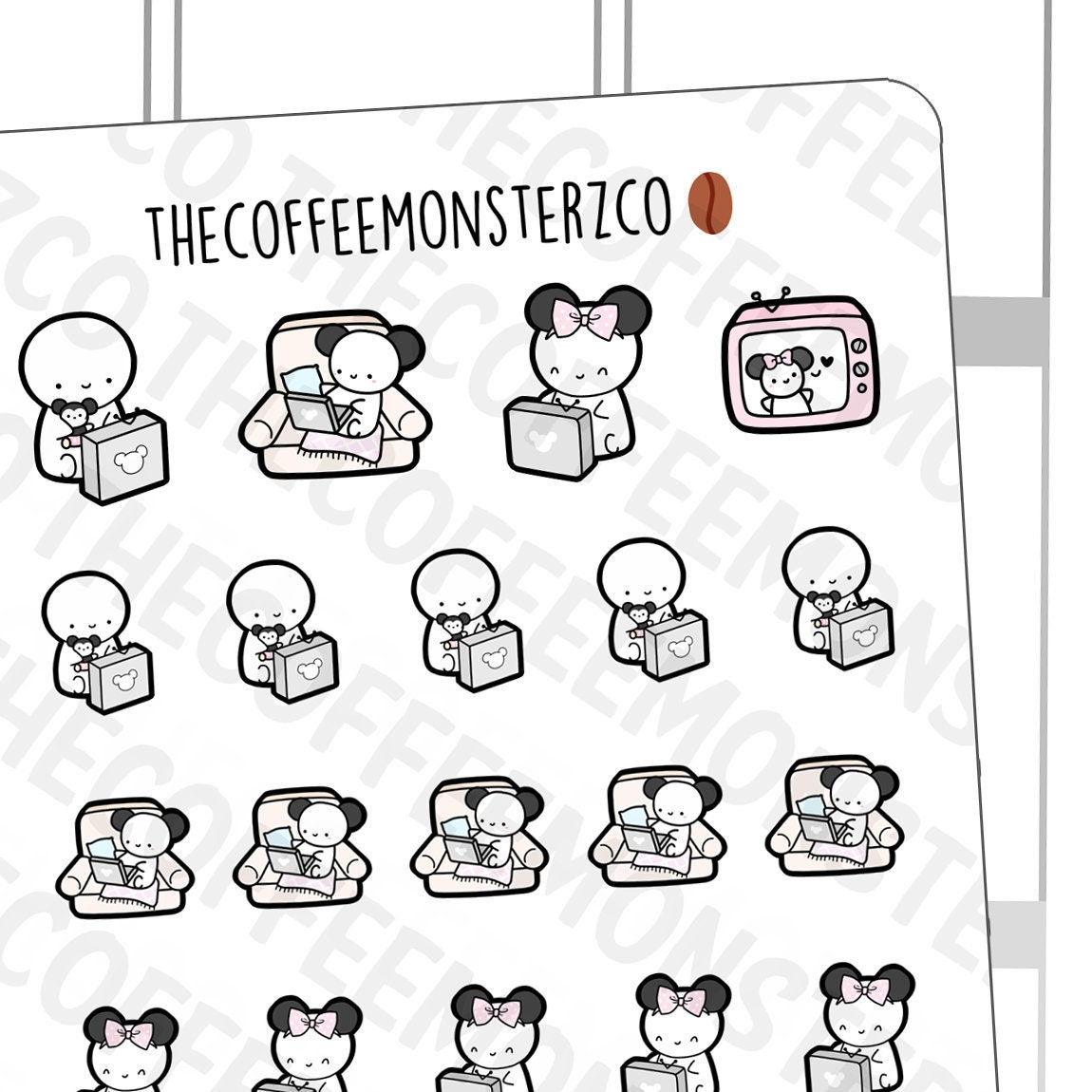 Disney+Streaming Emotis | Hand Drawn Planner Stickers and Bullet Jour…