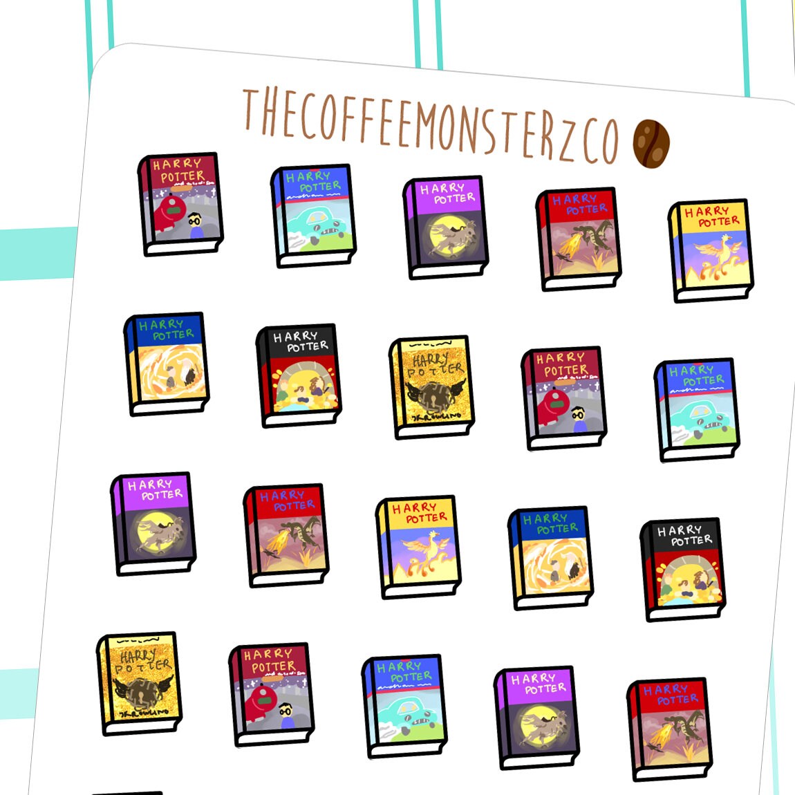 Wizard book stickers - hand drawn planner stickers C016