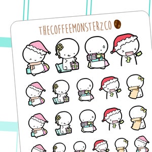 christmas shopper emotis hand drawn emoti stickers for your planner E039 image 1