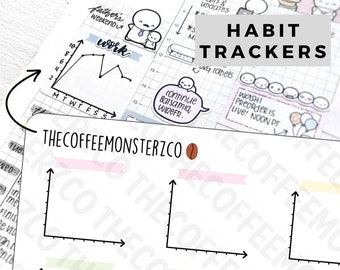 Hobonichi Cousin: Graph Tracker Stickers | Hand Drawn Planner Stickers for Hobonichi Techo