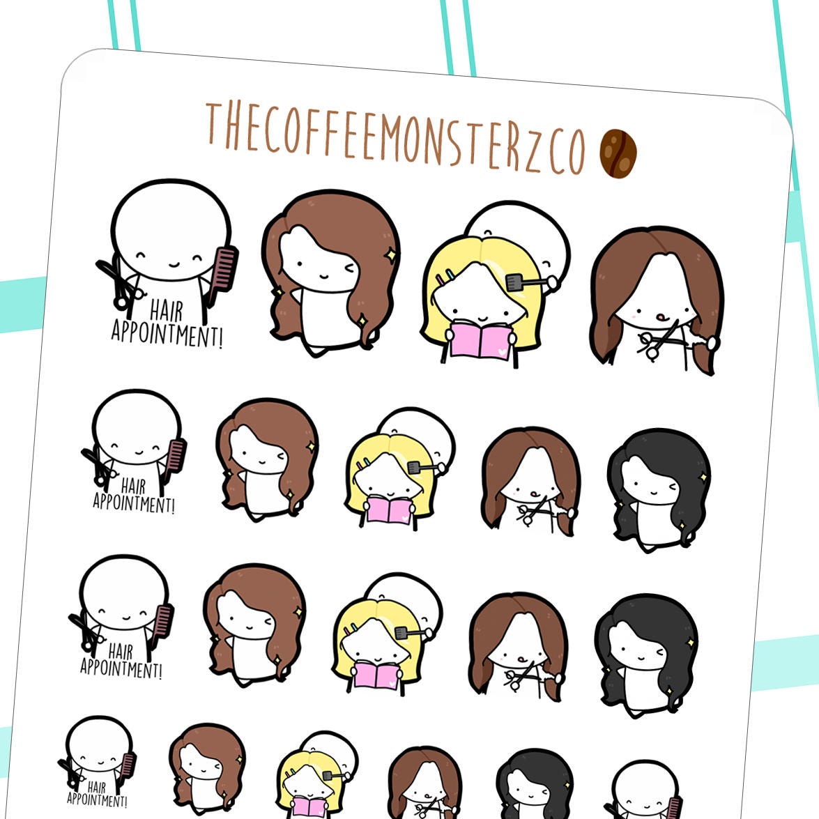 haircut emotis - | Hand Drawn Planner Stickers and Bullet Journal Emo…
