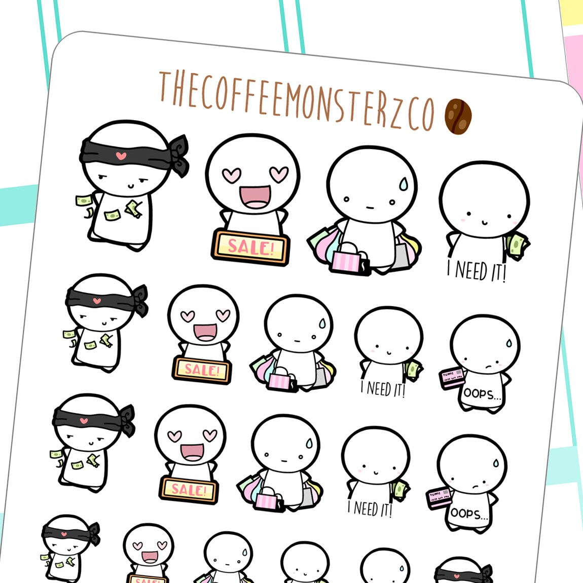 ninja shoppers emotis - | Hand Drawn Planner Stickers and Bullet Jour…
