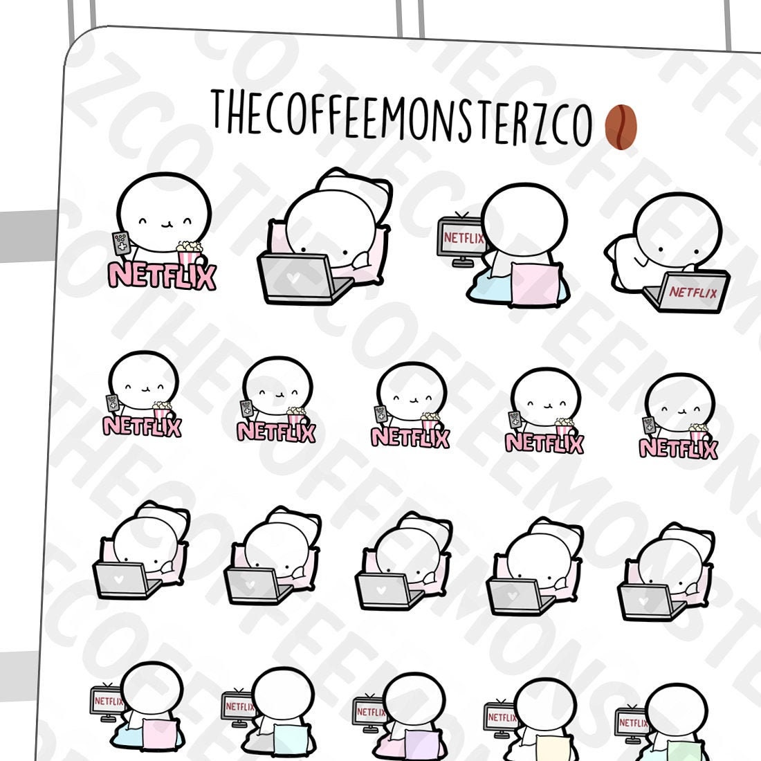 NetflixEmotis | Hand Drawn Planner Stickers and Bullet Journal Emoti …