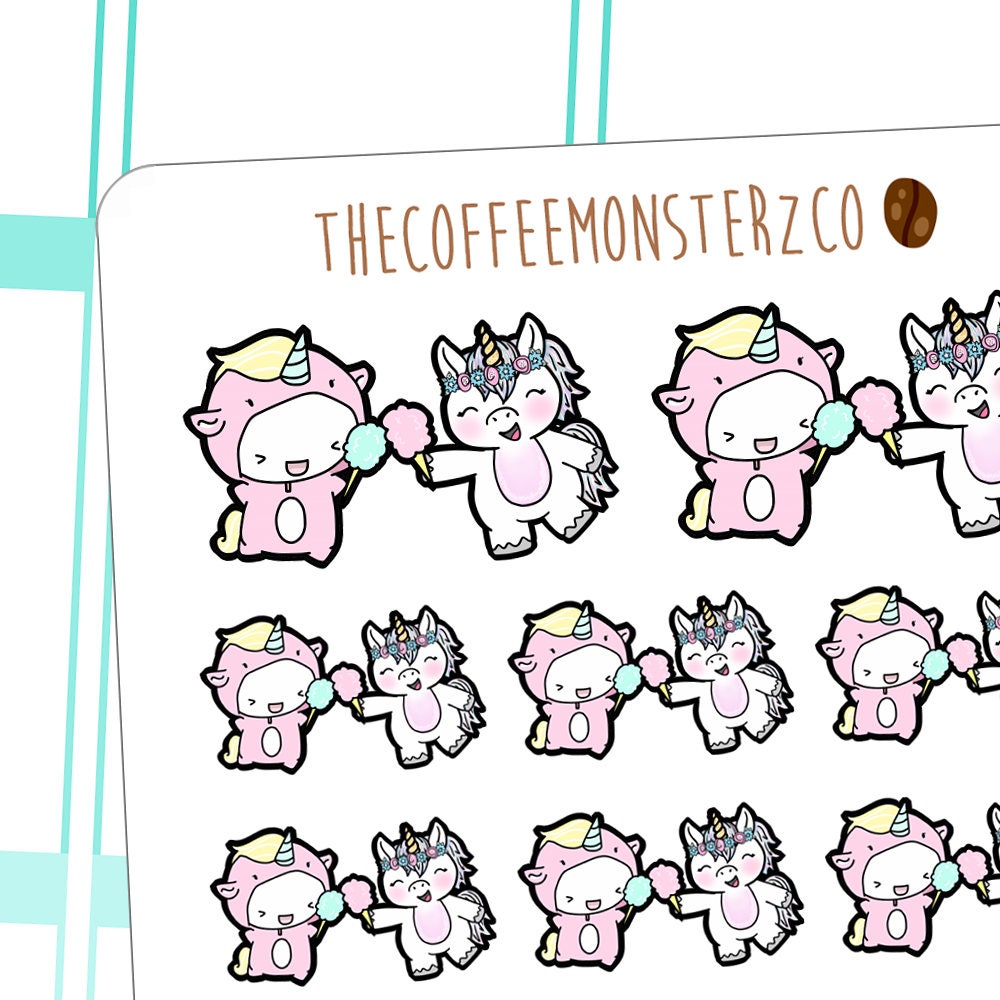 unicorn friends make the best friends E027- hand drawn emoti stickers…
